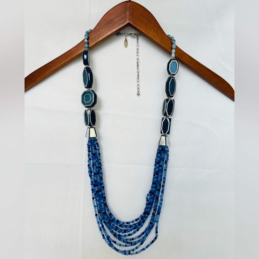 Chico’s | Blue Beaded Multi-Layer Rope Necklace